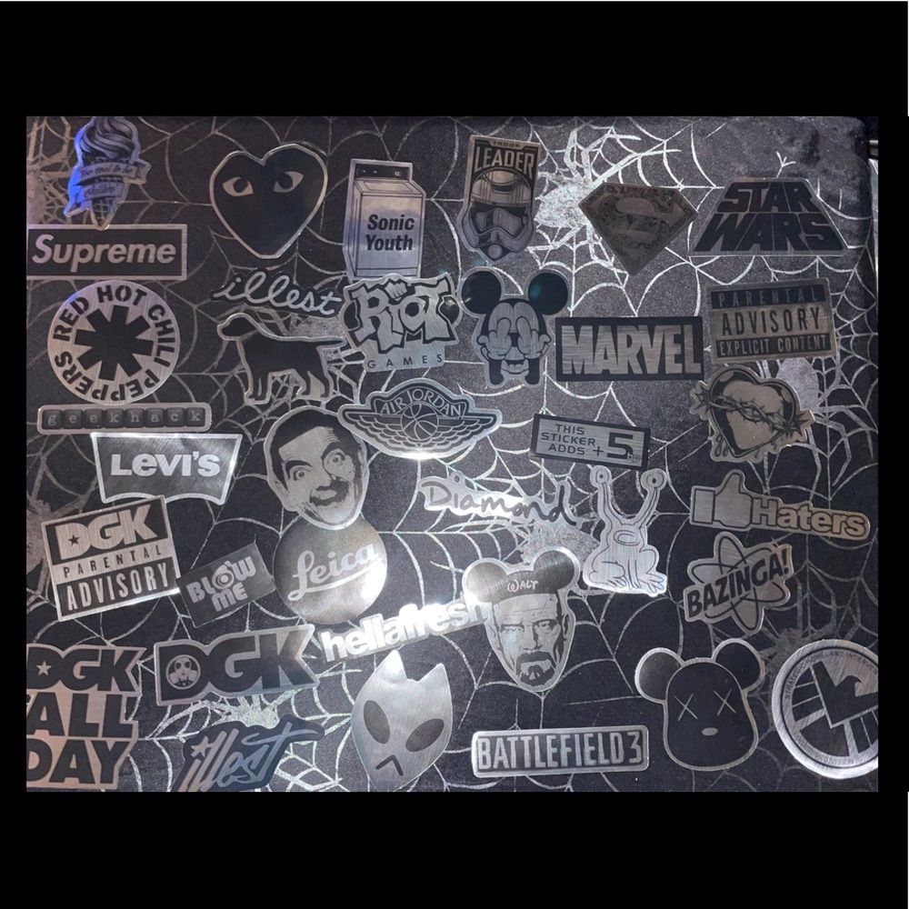 36 Assorted metallic look decal stickers